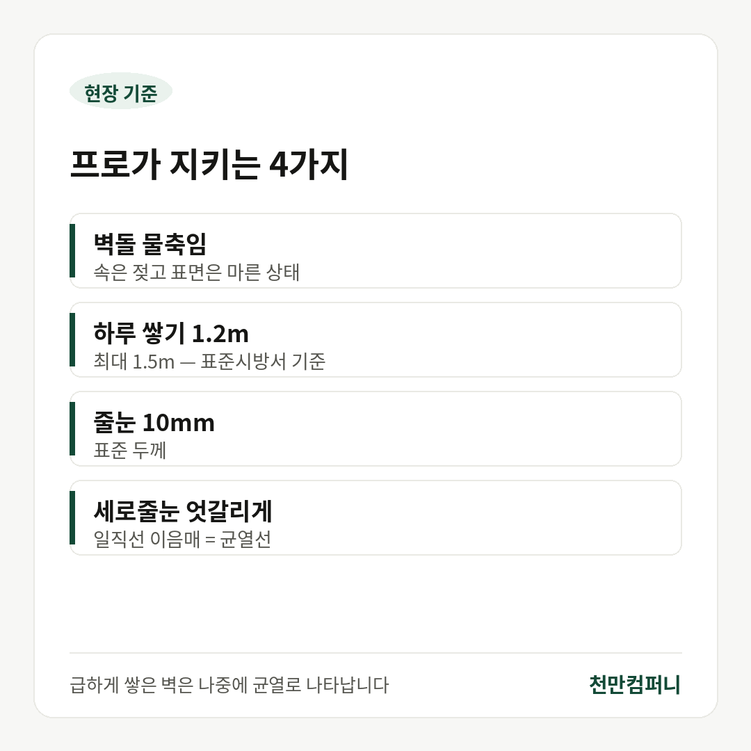 프로가 지키는 조적 기준 네 가지 도식